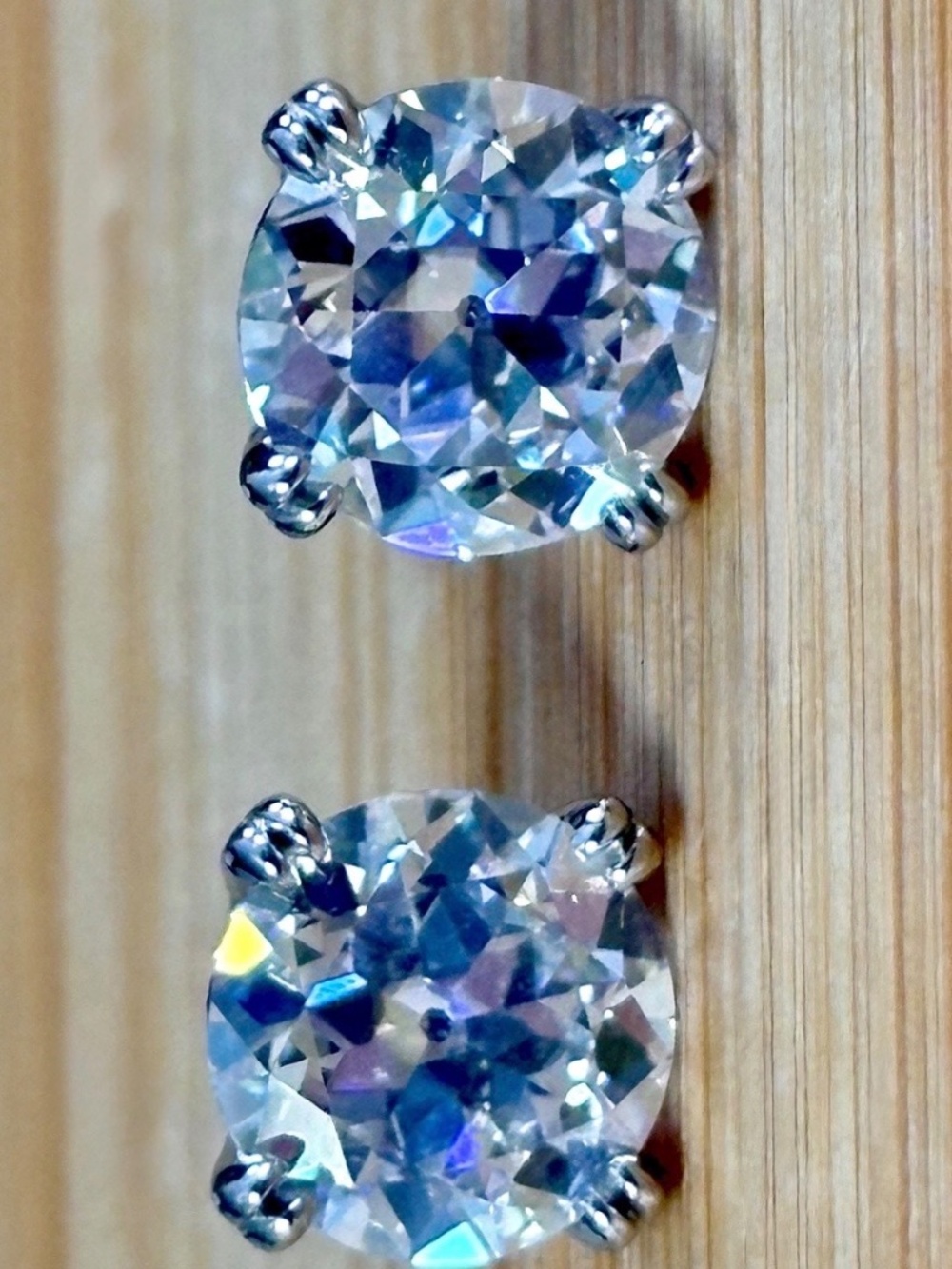 4ctw Old European Cut Moissanite studs in Argentium silver! Victorian charm! - Picture 5 of 16